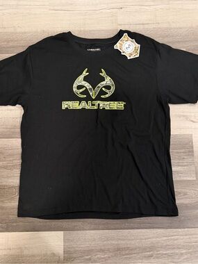 Realtree Edge Men's Black Graphic Crew Neck Short Sleeve Tee Camo Hunting XL